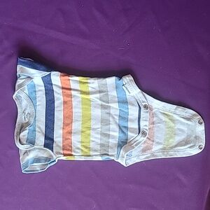 0-3 white multicolor stripe onsie